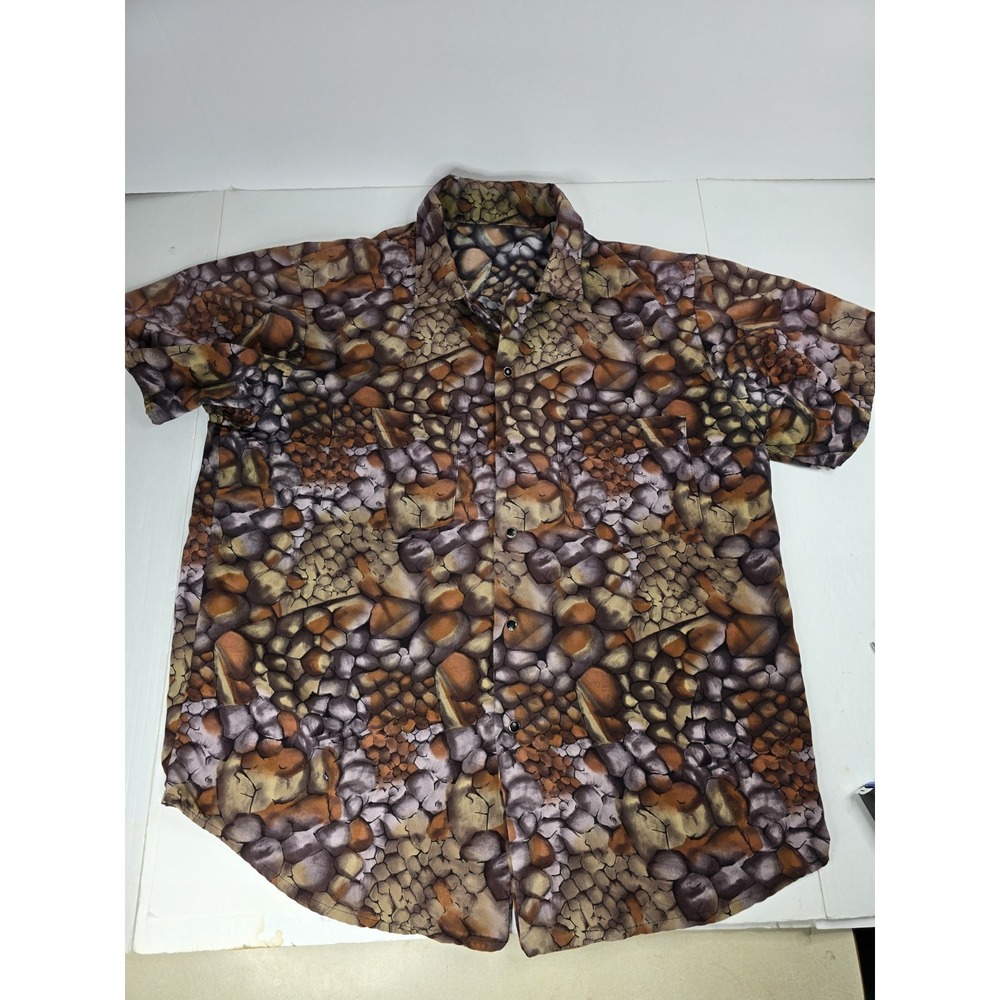 Rare Multi Colored 70's Retro Geometric Damon Disco Shirt Vintage Men's XL Party